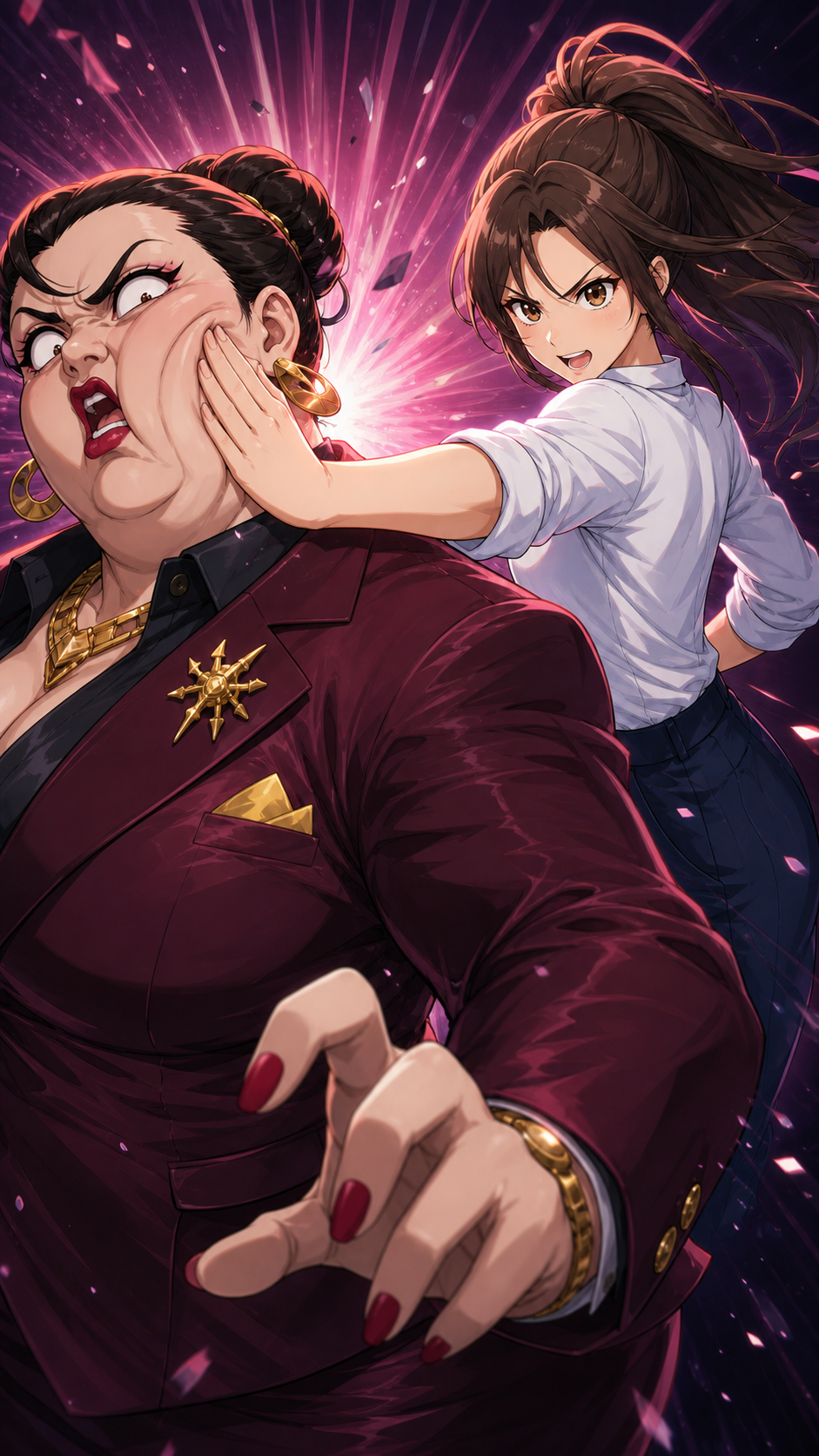 Slap Queen striking a rival in the arena